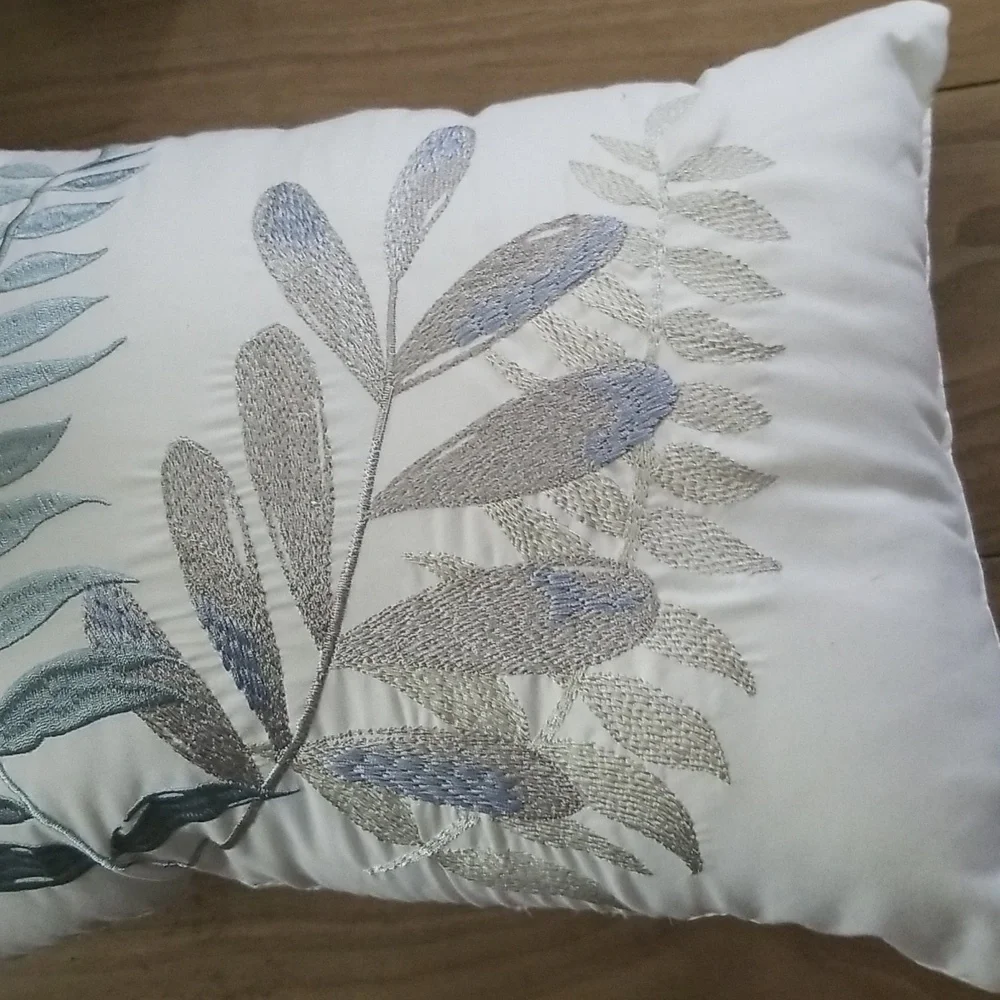 White Embroidered Accent Throw Pillow